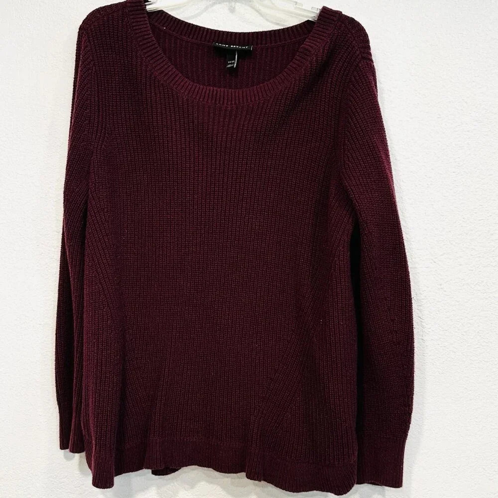Lane Bryant Knit Sweater Burgundy Long Sleeve Pullover Boat Neck Plus Size 14/16 - Picture 7 of 9